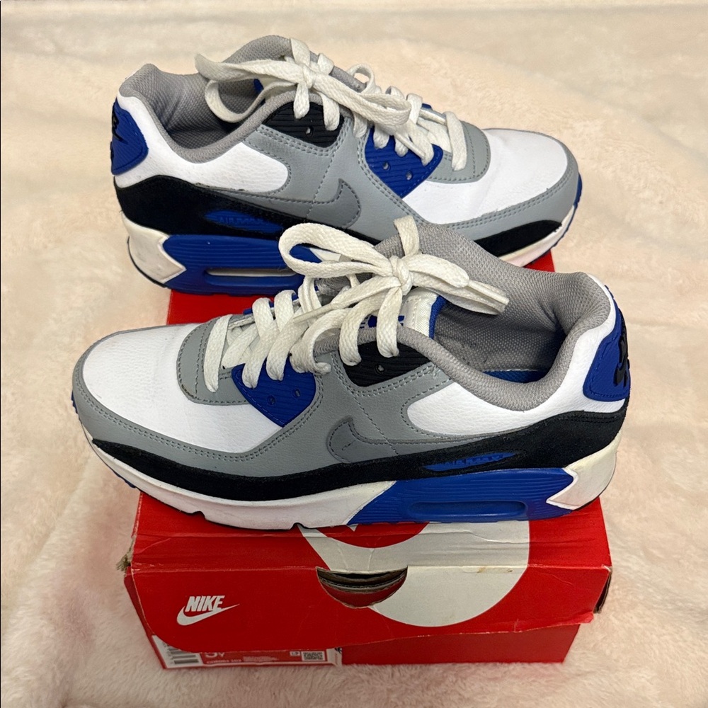 Nike Air Max Sneakers in White, Gray, and Royal Blue Tones (gently used once)